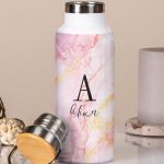 Μπουκάλι Θερμός, Ανοξείδωτo με Προσωποποίηση, Pink Marble