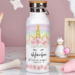 Μπουκάλι Θερμός, Ανοξείδωτo με Προσωποποίηση, Gold Unicorn