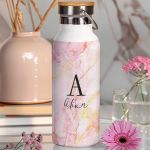 Μπουκάλι Θερμός, Ανοξείδωτo με Προσωποποίηση, Pink Marble