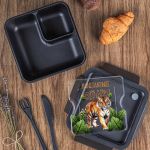 Δοχείο Φαγητού με Χώρισμα & το Όνομα του Παιδιού, Tiger Roar