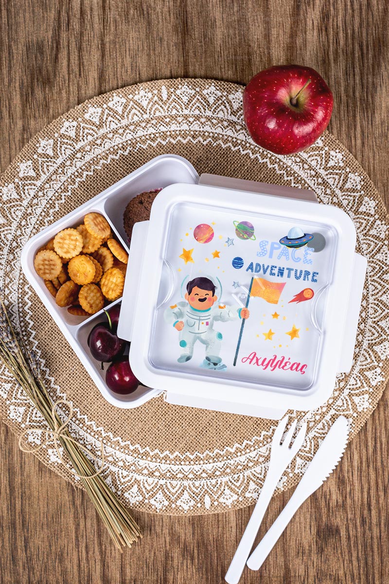 Δοχείο Φαγητού με Χώρισμα & το Όνομα του Παιδιού, Space Flag