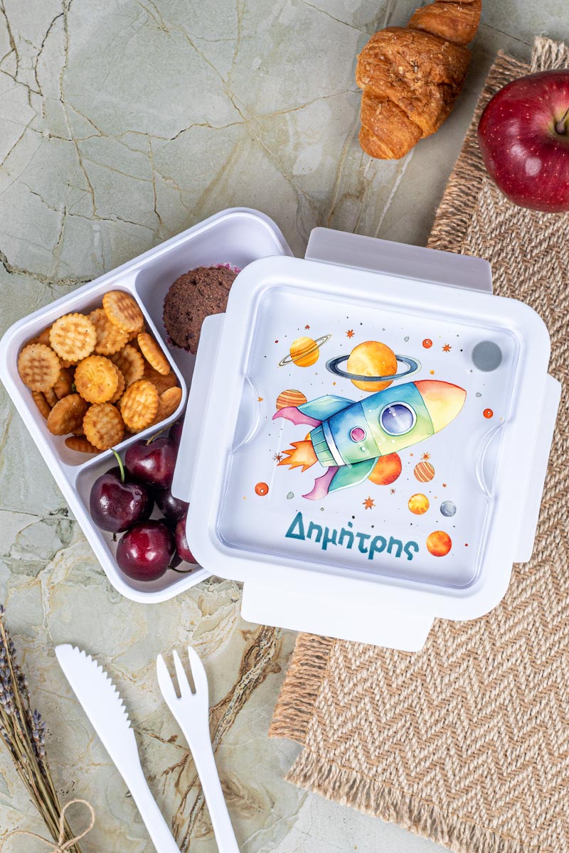 Δοχείο Φαγητού με Χώρισμα & το Όνομα του Παιδιού, Rocket Star