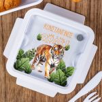 Δοχείο Φαγητού με Χώρισμα & το Όνομα του Παιδιού, Tiger Roar